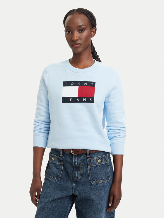 Tommy Jeans Hanorac Flag DW0DW22564 Albastru deschis Regular Fit