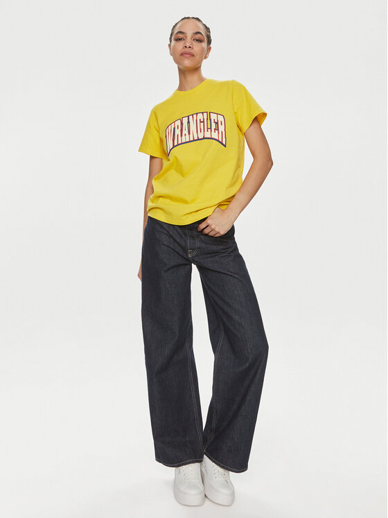 Wrangler Wrangler T-särk Varsity 112350189 Kollane Regular Fit
