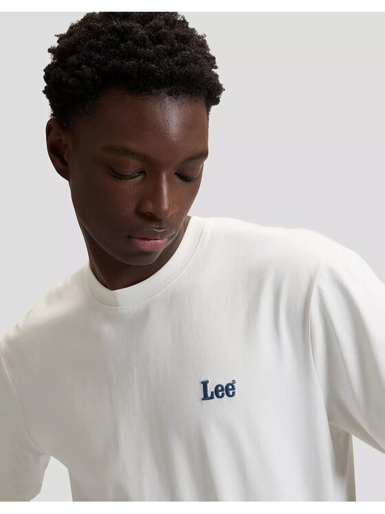 Lee Lee T-Shirt SS SMALL LOGO TEE Biały Relaxed Fit