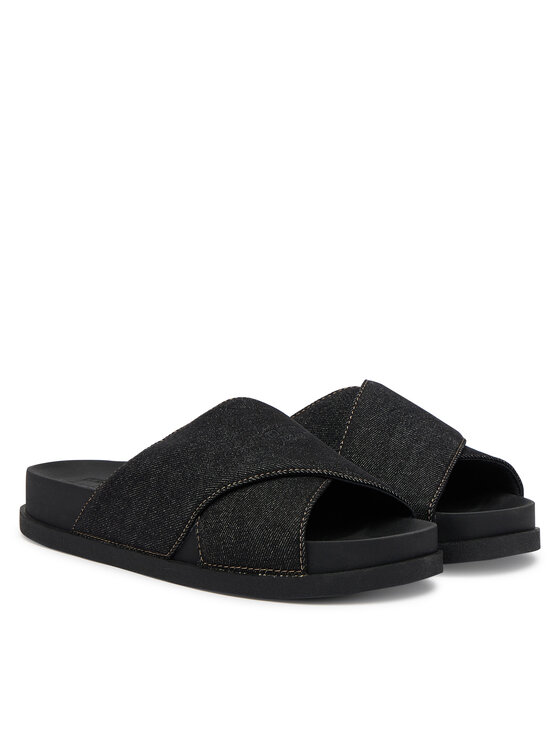Tommy Jeans Tommy Jeans Klapki Tjw Comfort Slides Washed Denim EN0EN02898 Czarny