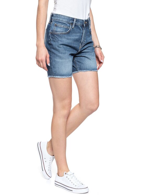 Lee Lee Szorty jeansowe BOYFRIEND Niebieski Loose Fit