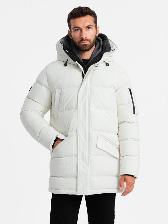 Ombre Ombre Parka OM-JALJ-0201 Biały Regular Fit