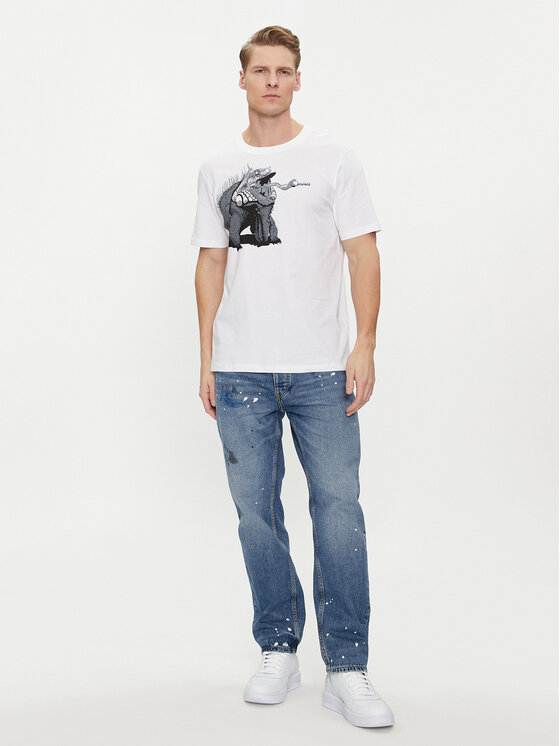 HUGO Hugo T-krekls Dibeach 50513812 Balts Regular Fit