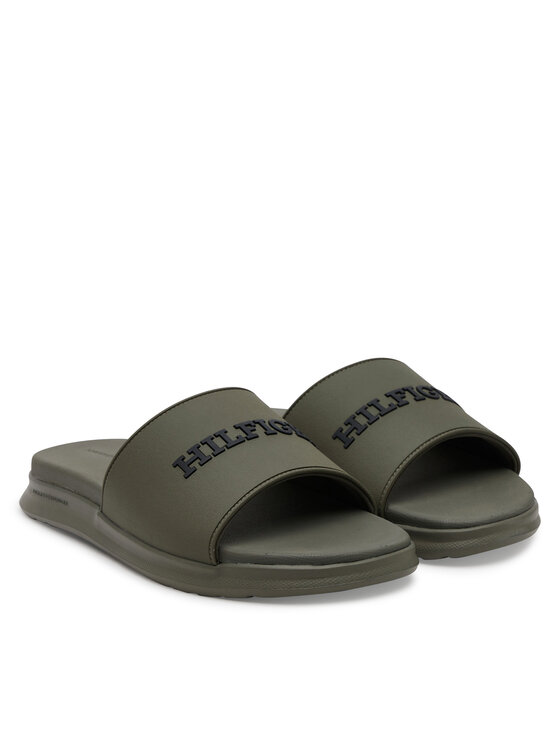Tommy Hilfiger Tommy Hilfiger Plätud Dual Density Hilfiger Pool Slide FM0FM05430 Khakivärviline