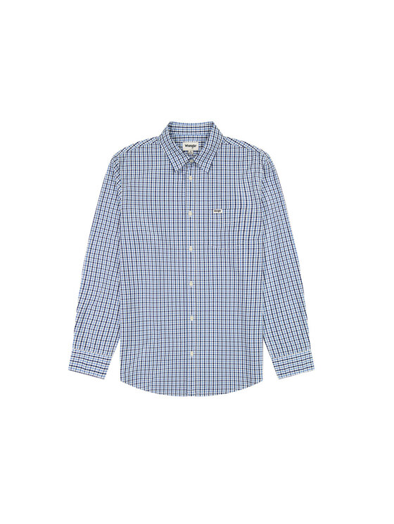 Wrangler Wrangler Koszula LONG SLEEVE ONE POCKET SHIRT Niebieski Regular Fit
