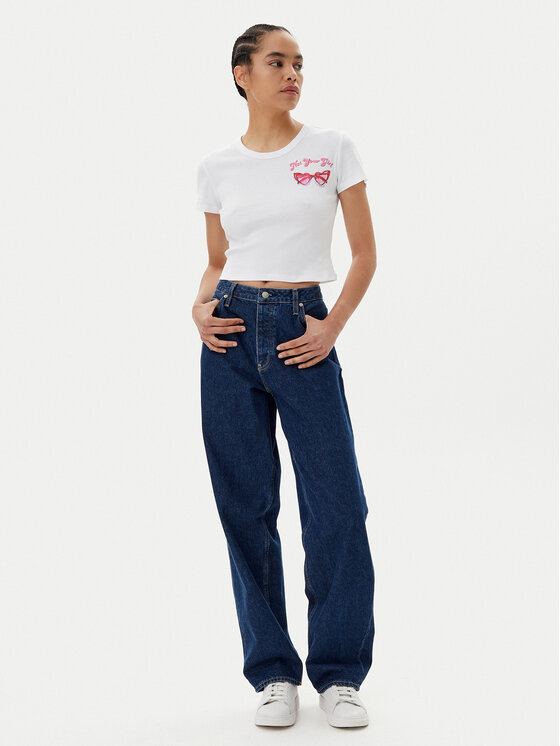 HUGO HUGO Majica Delanor_2 50539132 Bela Cropped Fit