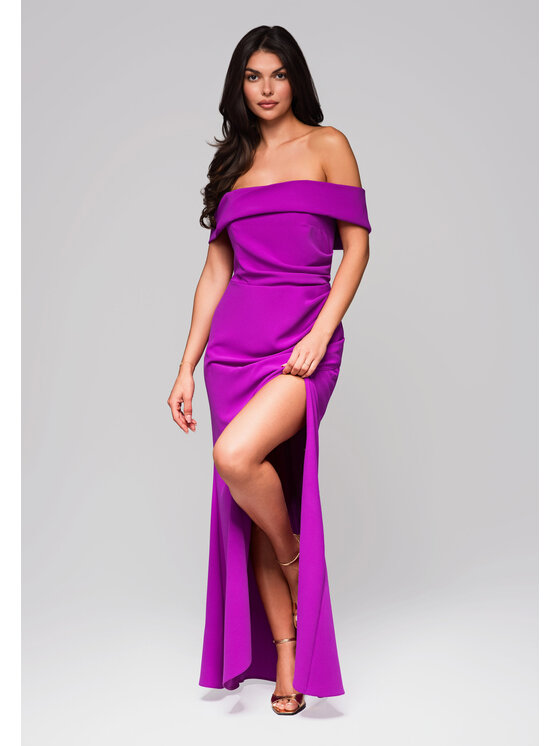 Ombre Ombre Sukienka wieczorowa LA-OM-DLR232 Fioletowy Regular Fit