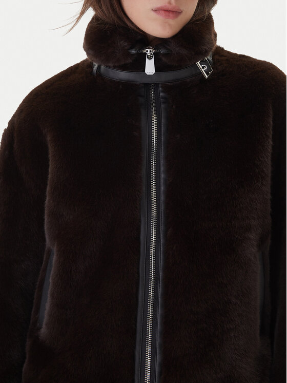 PINKO PINKO Кожено палто 106013 A1ZM Кафяв Regular Fit