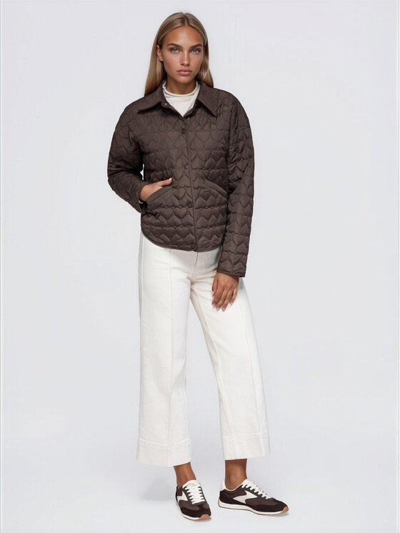 Ombre Ombre Kurtka przejściowa OW-JT-E0018 Brązowy Regular Fit