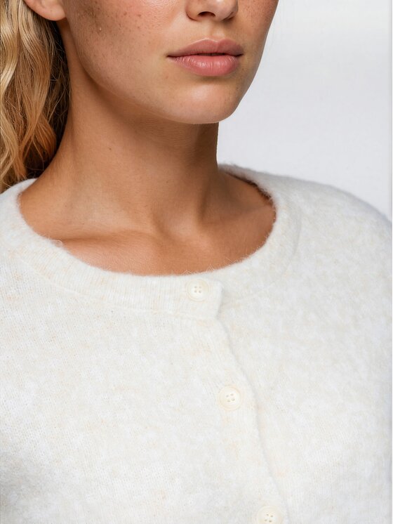 Ombre Ombre Kardigan OW-SW-E0068 Beżowy jasny Regular Fit