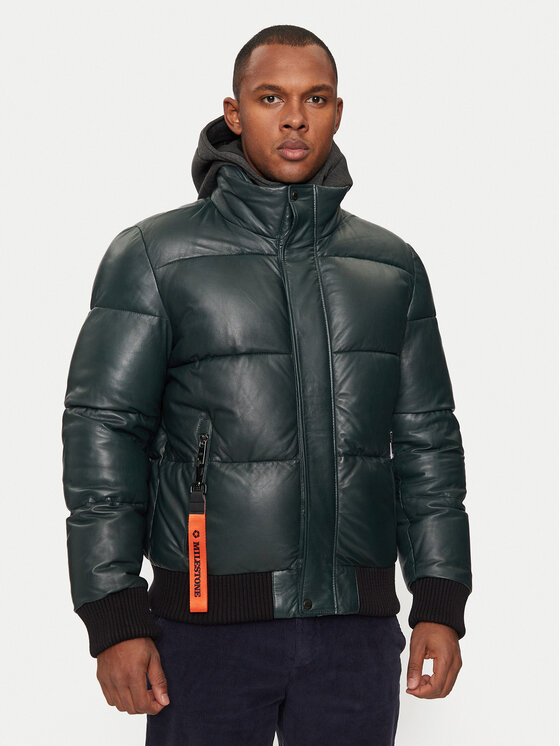 Milestone Milestone Кожено яке Wesley 431040 21085 Зелен Regular Fit