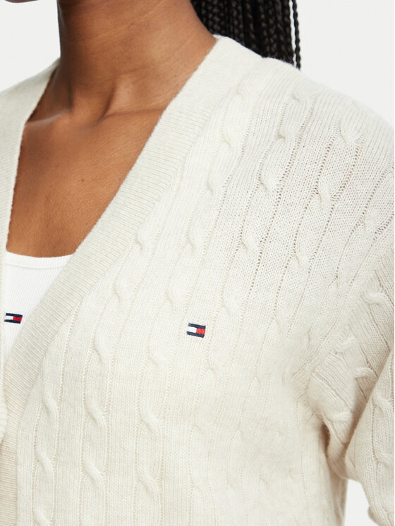 Tommy Hilfiger Tommy Hilfiger Kardigan UW0UW06630 Kreemjas Relaxed Fit