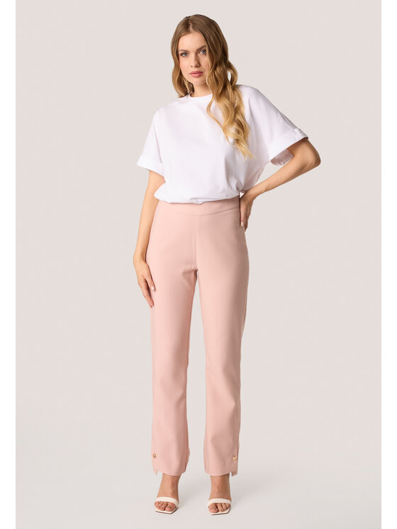 QUIOSQUE QUIOSQUE Dámské kalhoty 3UB005 Růžová Regular Fit
