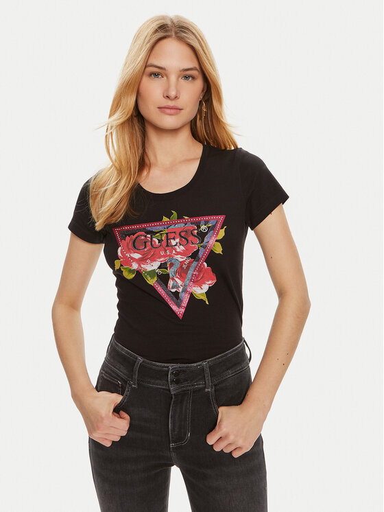 Guess T-krekls W4YI71 J1314 Melns Regular Fit