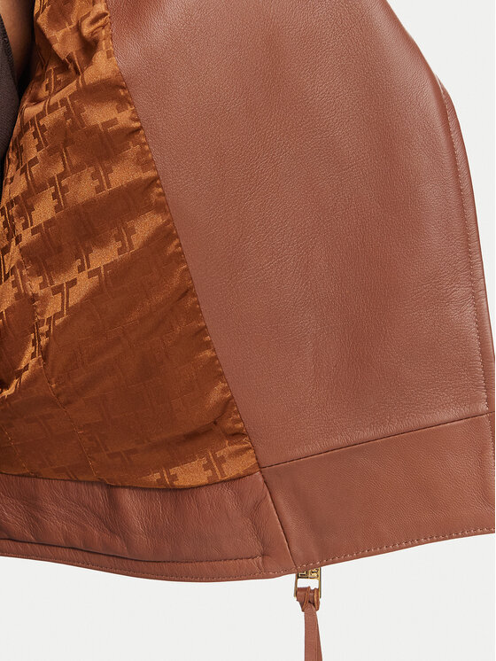 Elisabetta Franchi Elisabetta Franchi Odinė striukė GD-01Z-66E2-V1490 Ruda Regular Fit