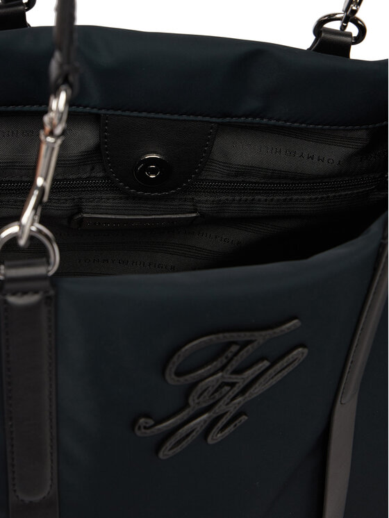 Tommy Hilfiger Tommy Hilfiger Torebka Th Elevated Nylon Tote AW0AW18406 Czarny