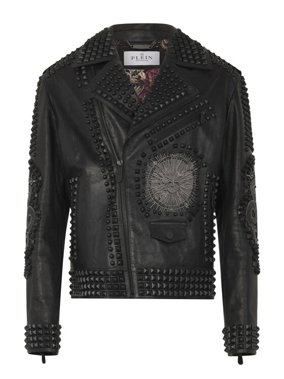 PHILIPP PLEIN PHILIPP PLEIN Kurtka skórzana 29009 Czarny Slim Fit