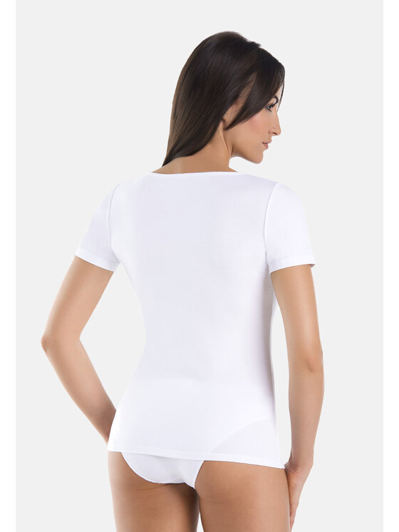 Teyli Teyli T-Shirt damski bawełniany Solky Biały Standard Fit