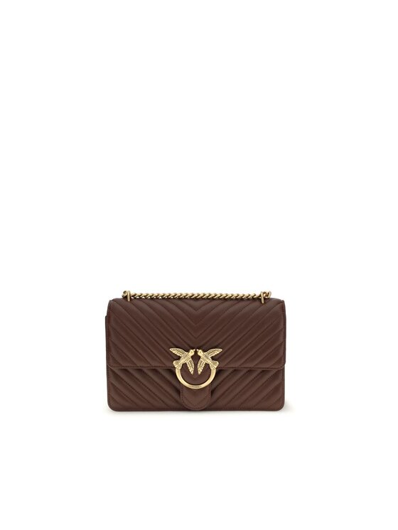 PINKO PINKO Torebka Brown Calf Leather Bos Taurus Shoulder Brązowy
