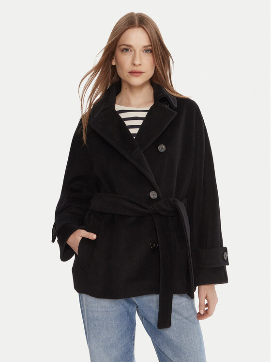 Marella Marella Vlněný kabát Dovere 2523086112 Černá Regular Fit