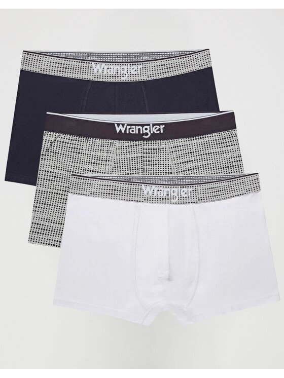 Wrangler Wrangler Bokserki Canva 3 Pack Cotton Elastane Trunks Kolorowy