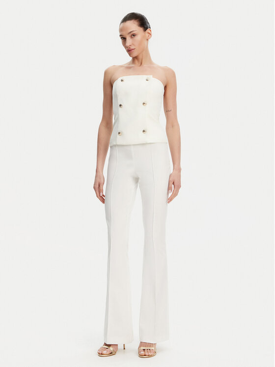 Fracomina Fracomina Medžiaginės kelnės FR25SVA006W51501 Écru Flare Fit