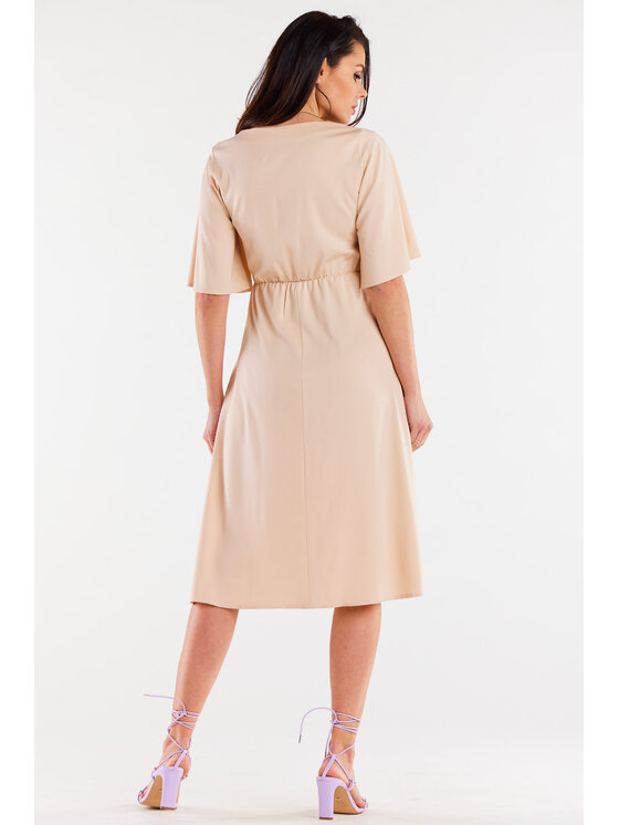 Awama Awama Sukienka letnia A518 Beżowy Basic Fit