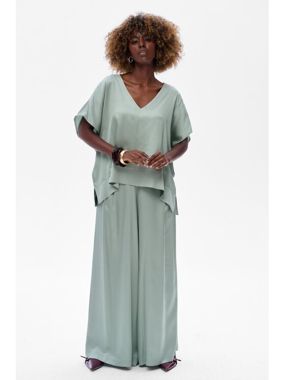 blue shadow blue shadow Spodnie damskie Cygaro Zielony Regular Fit