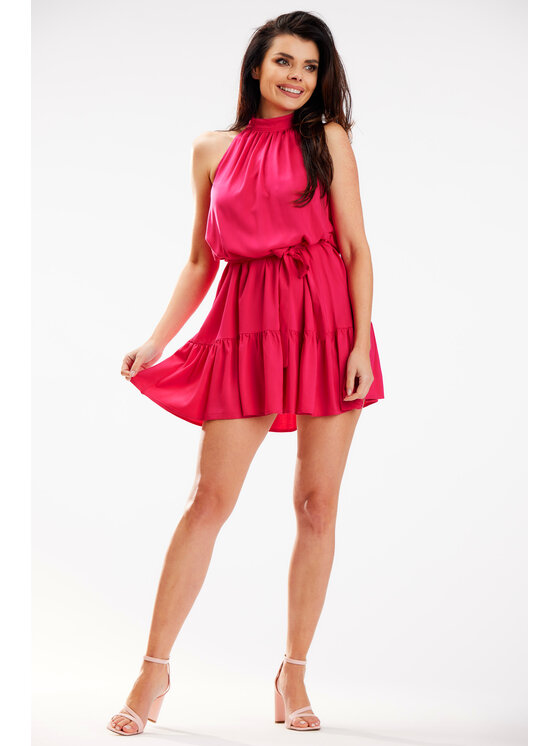 Awama Awama Sukienka letnia A580 Fioletowy Basic Fit