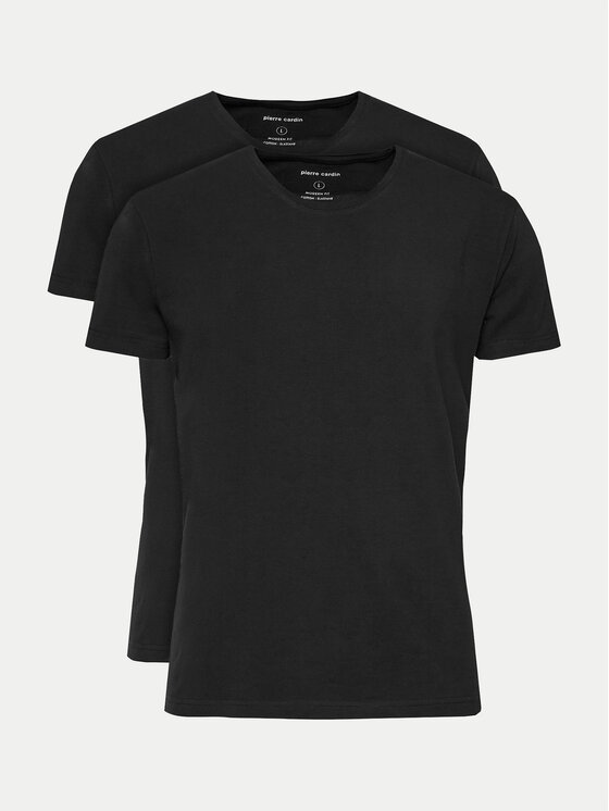 Pierre Cardin Set 2 tricouri 29990.000.9000 Negru Modern Fit