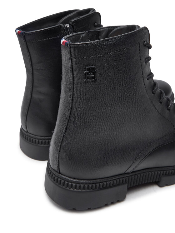 Tommy Hilfiger Tommy Hilfiger Kozačky Comfort Tl Texture Lth Boot FM0FM05182 Černá
