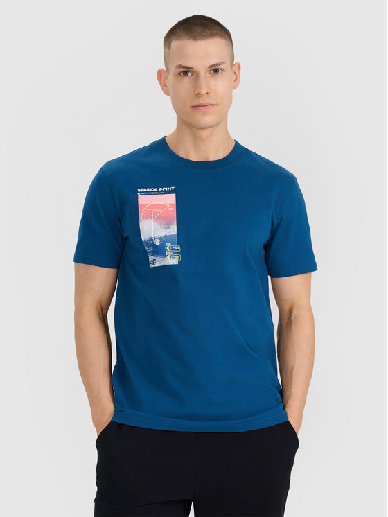 4F 4F T-Shirt MIDSHOP TEXTILE Turkusowy Regular Fit