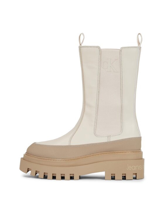Calvin Klein Jeans Calvin Klein Jeans Боти тип челси Flatform Chelsea Boot Lth Wn YW0YW01111 Екрю