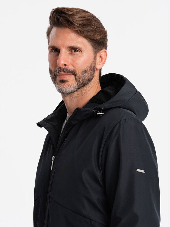 Ombre Ombre Kurtka przejściowa OM-JANP-0149 Czarny Regular Fit