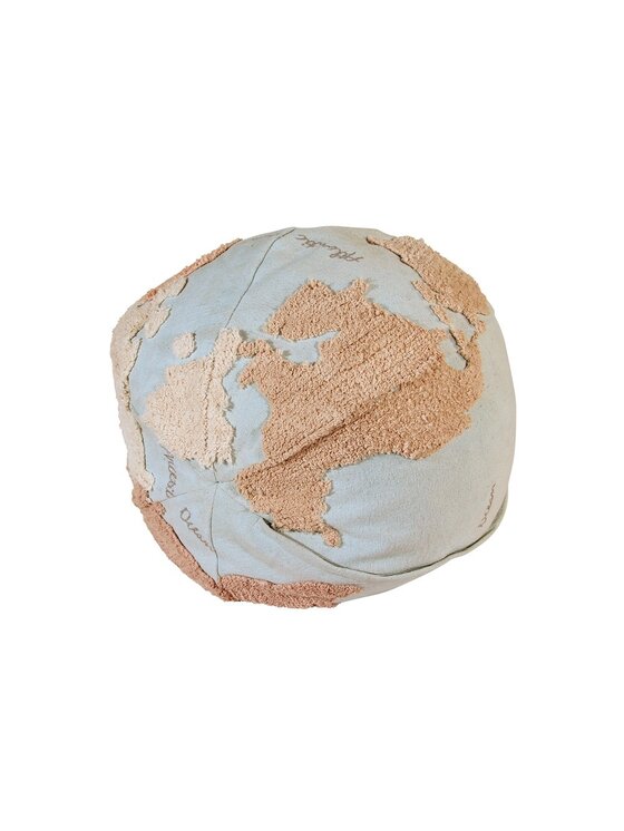 Lorena Canals Lorena Canals Poduszka dekoracyjna Pufa World Map 45 x Ø 50 cm Niebieski