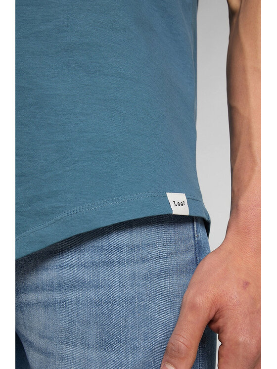 Lee Lee T-Shirt ELONGATED TEE Niebieski Regular Fit