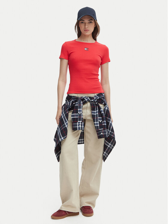 Tommy Jeans Tommy Jeans Тишърт DW0DW17881 Червен Slim Fit