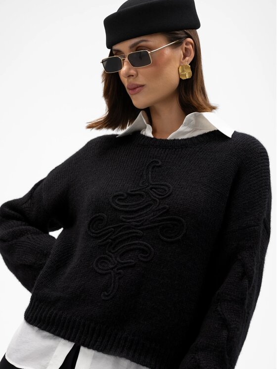 MANDRAGORA MANDRAGORA Sveter Vero Čierna Slim Fit