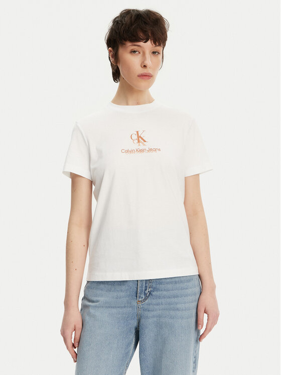 Calvin Klein Jeans Calvin Klein Jeans Póló Shadow Graphic J20J225545 Fehér Regular Fit