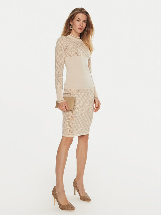 Guess Guess Pouzdrová sukně W4BD53 Z37K0 Béžová Slim Fit