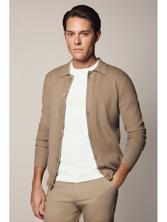 Lancerto Lancerto Kardigan Bertil SW073125000003 Beżowy Slim Fit