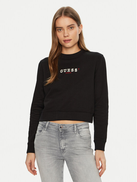 Guess Jeans Felpa W5RQ28 K68I4 Nero Regular Fit, taglia : M
