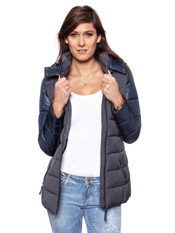 Tom Tailor Tom Tailor Kurtka damska MATERIAL MIX JACKET Niebieski Regular Fit