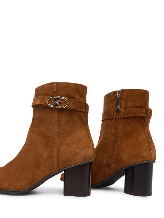 Tommy Hilfiger Tommy Hilfiger Botine Th Strap Suede Block Heel Boot FW0FW09521 Bej închis
