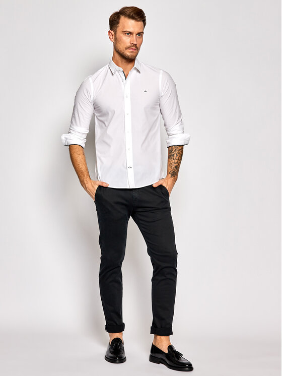 Calvin Klein Hemd Stretch Poplin K10K105984 Weiß Slim Fit | Modivo.de
