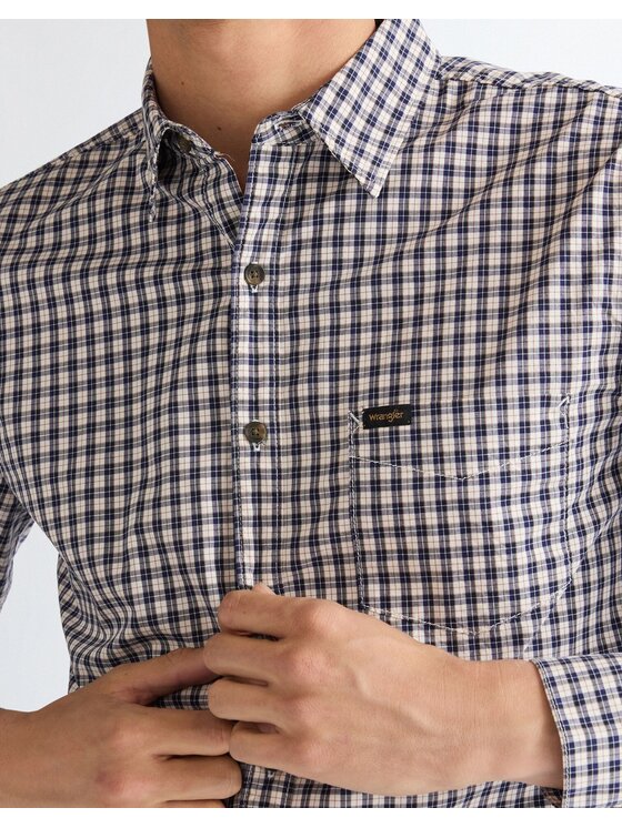 Wrangler Wrangler Koszula 1 PKT SHIRT Niebieski Regular Fit