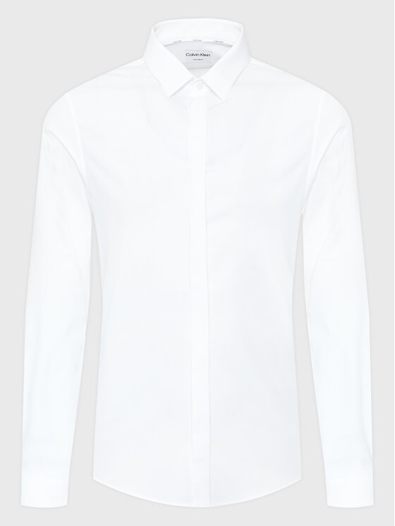 Calvin Klein Calvin Klein Koszula Hidden K10K109891 Biały Extra Slim Fit