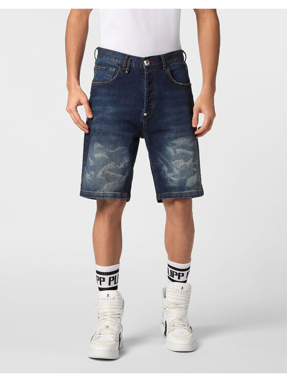 PHILIPP PLEIN PHILIPP PLEIN Pantaloncini di jeans 19287 Celeste Loose Fit