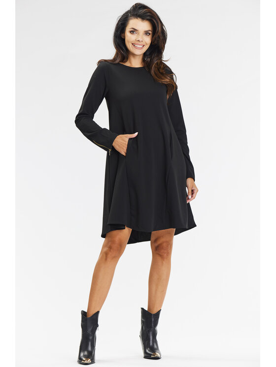 Awama Awama Sukienka codzienna A661 Czarny Basic Fit