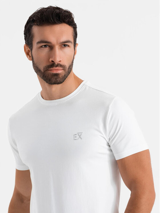 Ombre Ombre T-Shirt OM-TSBC-0222 Biały Slim Fit